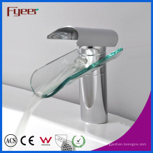 Fyeer Glass Waterfall Grifo de lavabo para lavabo con un solo orificio y mango Lavabo grifo